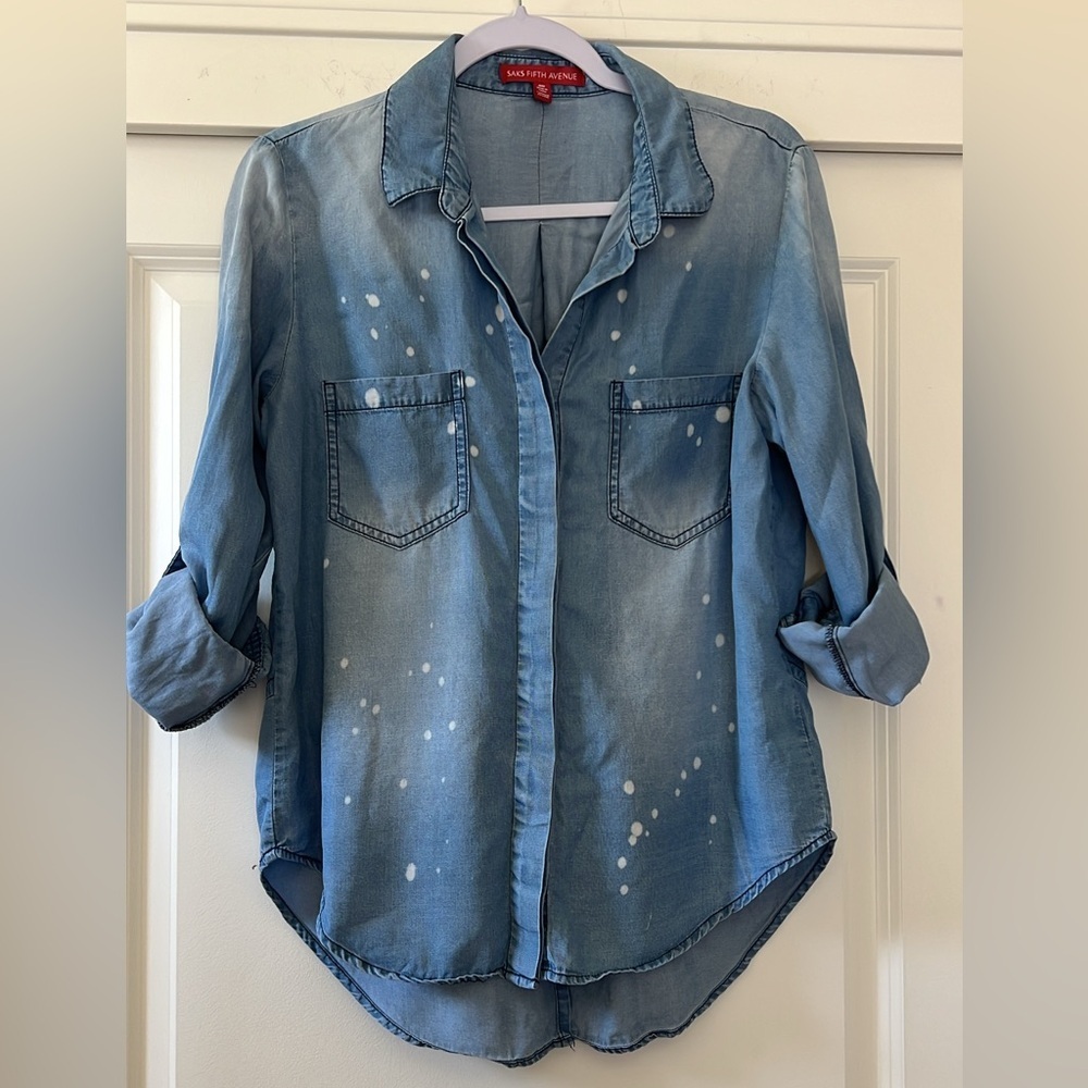 Saks Fifth Avenue Light Wash Denim Shirt